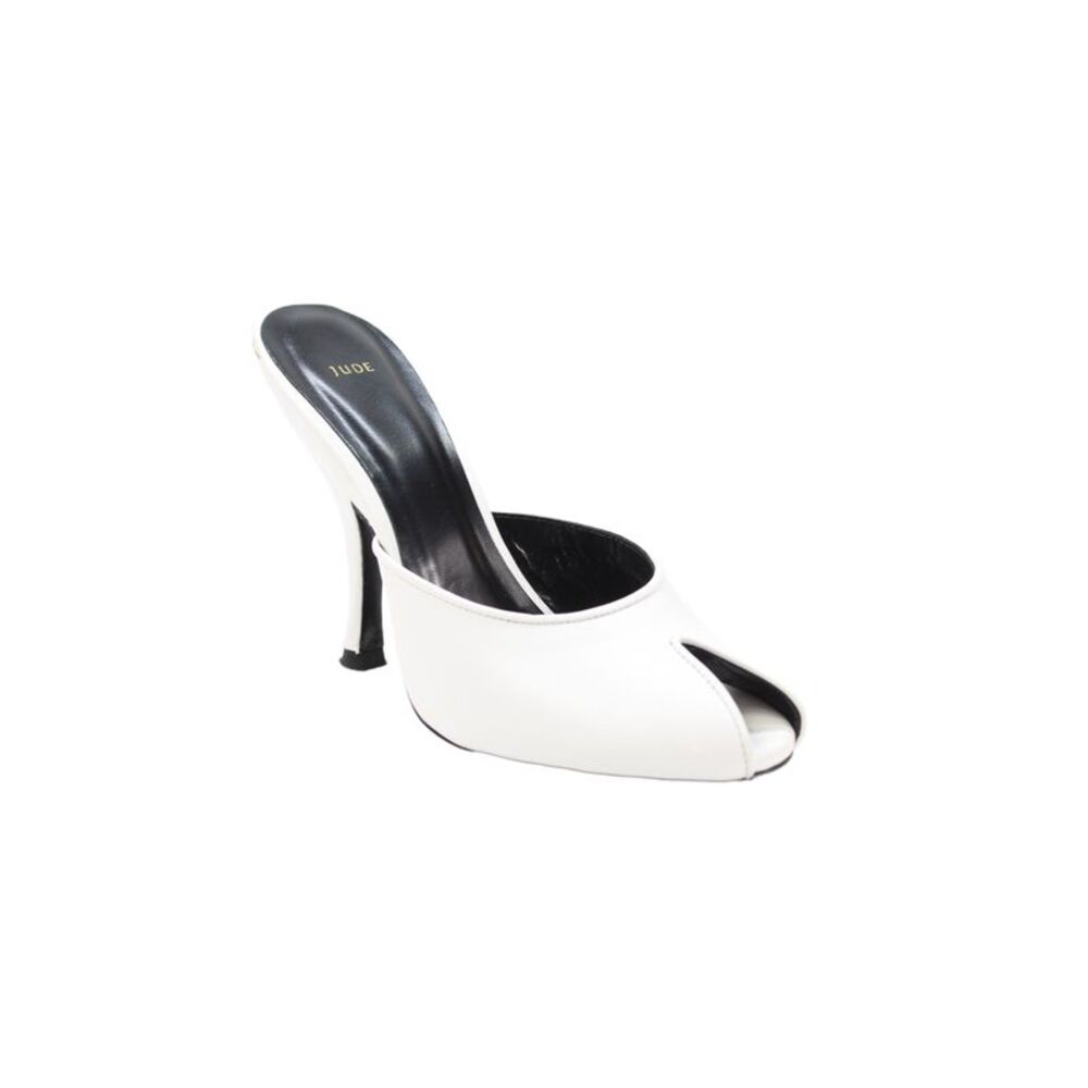 Jude Women's Open Toe Leather Mules Sandals White Size 36